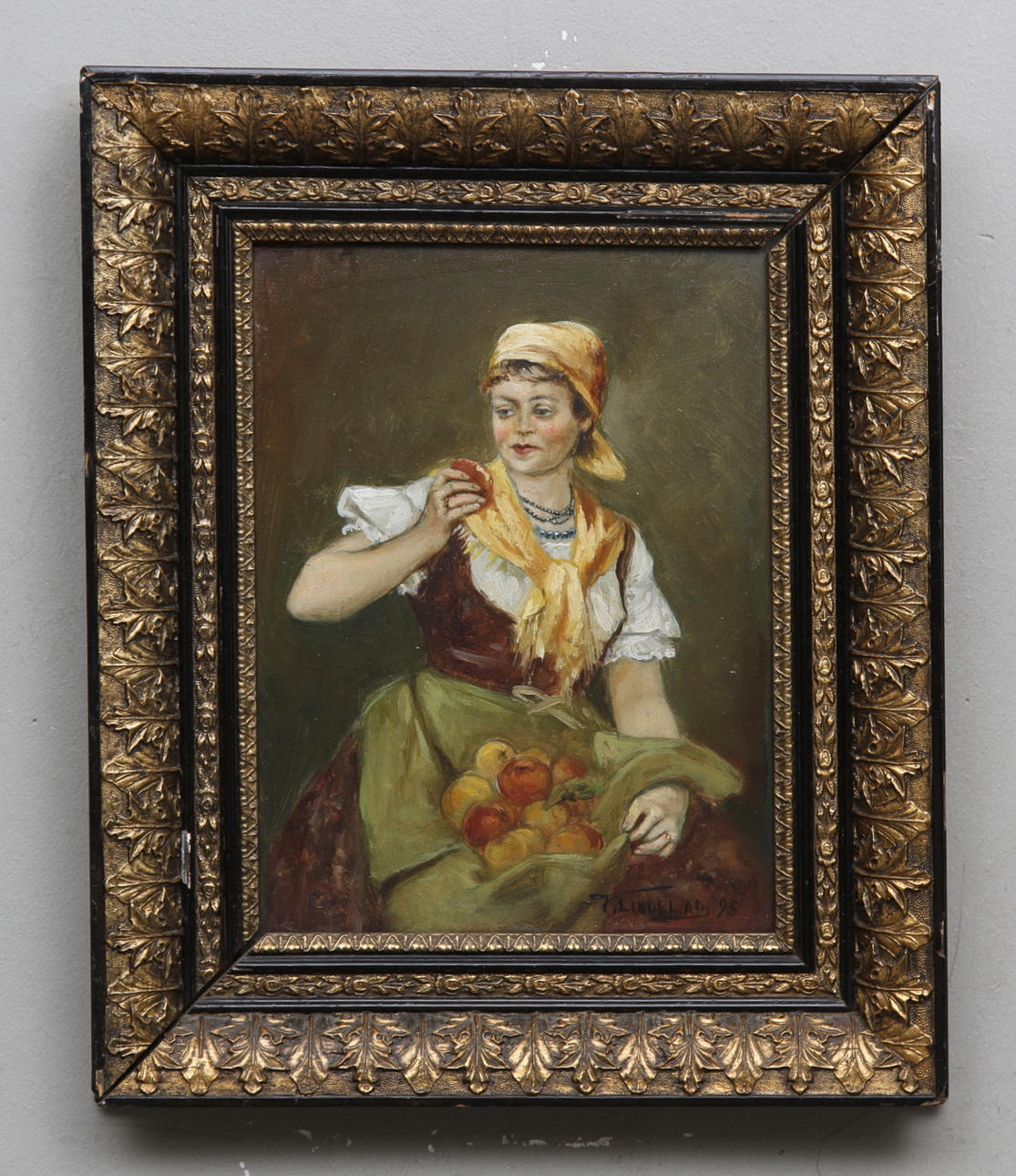 V LINDBLAD. Flicka med äpplen.