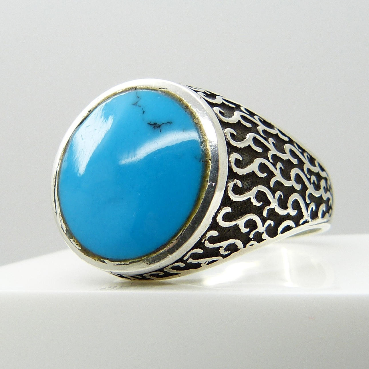 TURKOS FÄRG STEN RING.