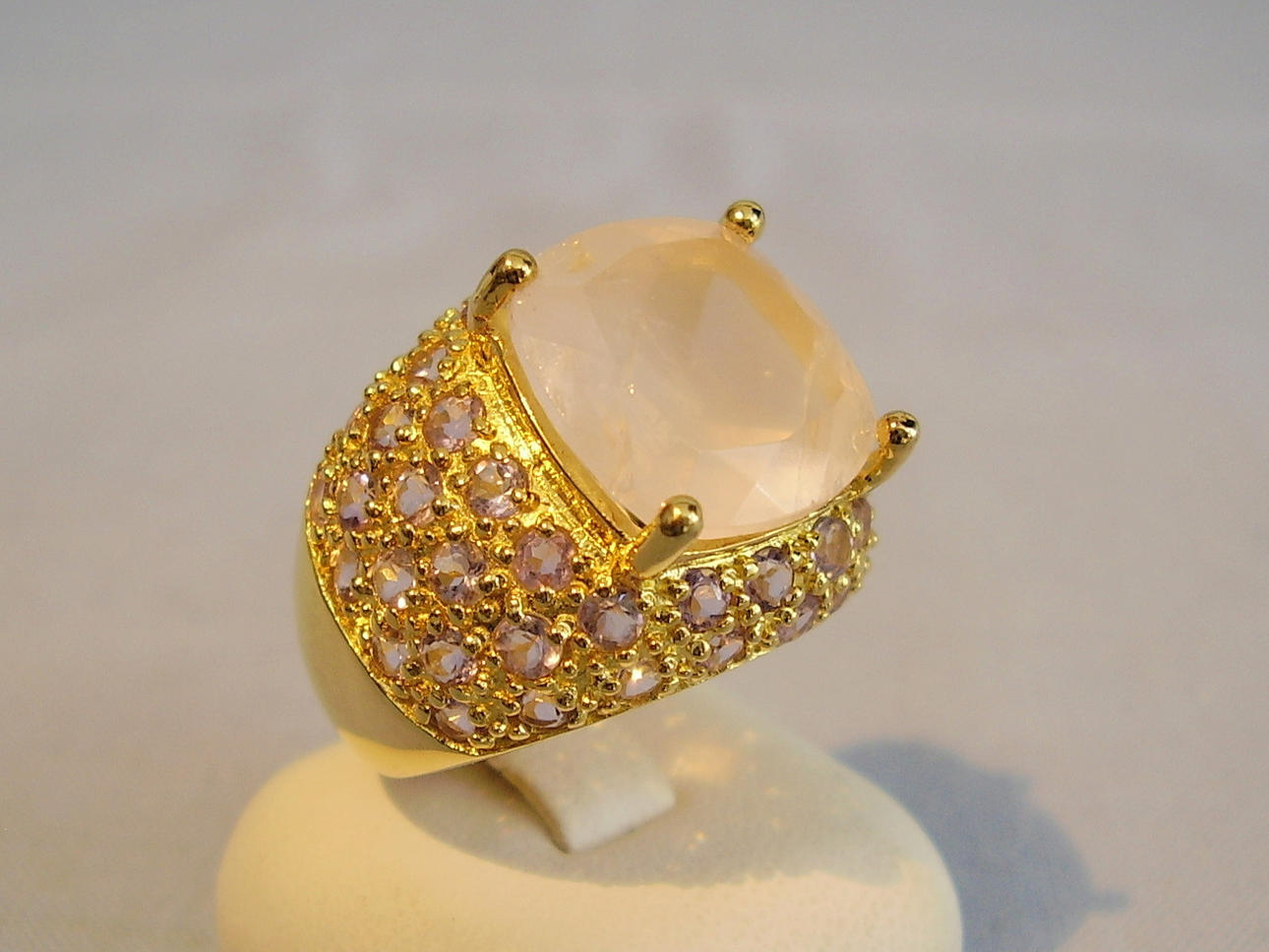 DAVID SIGAL RING ROSENQUARZ + AMETHYST.