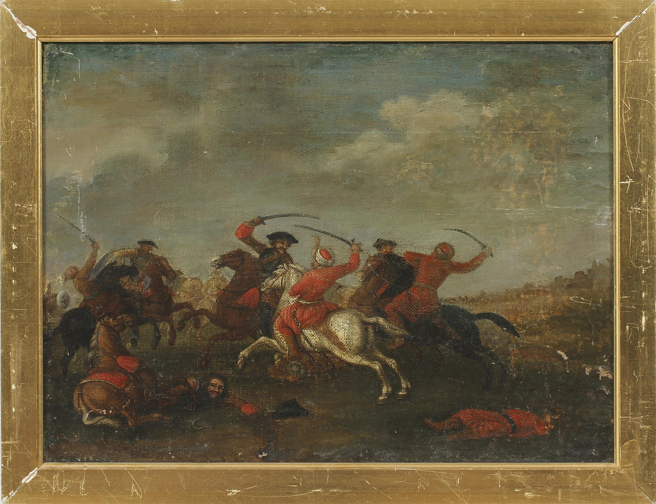 OKÄND KONSTNÄR. Olja på duk, uppfodrad, 1700-tal.