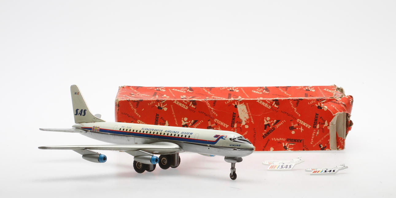 MODELLFLYGPLAN, plåt, Arnold, SK-SAS, Viking, 1950/60-tal.