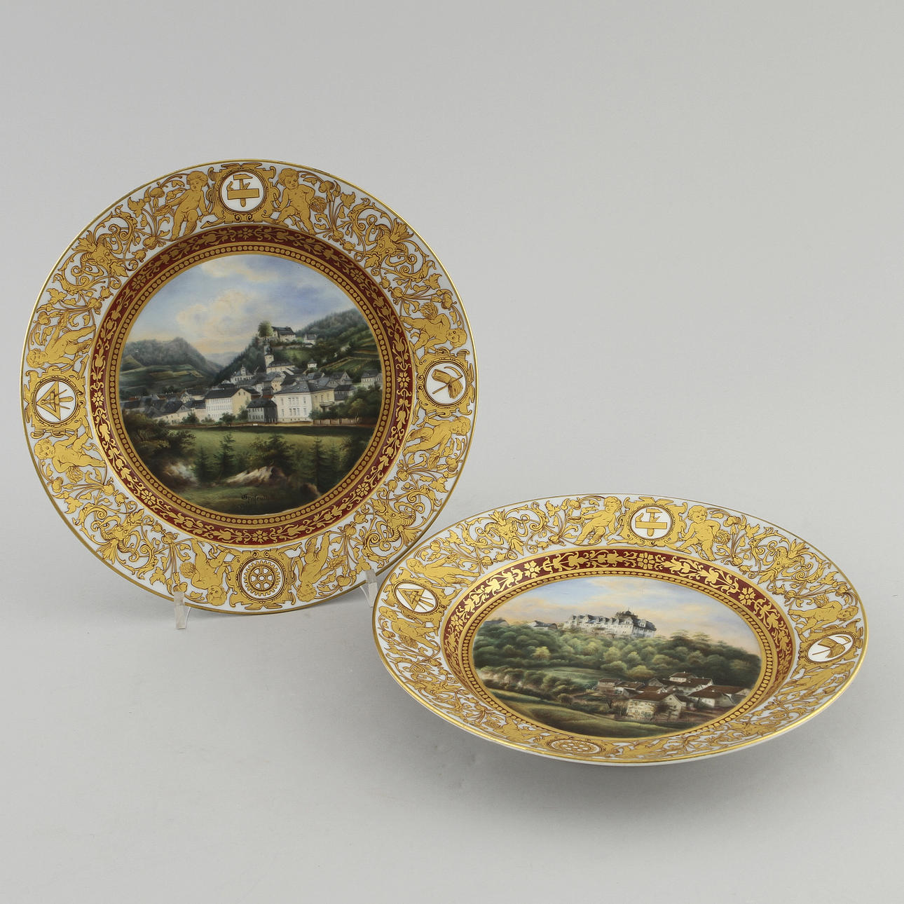 TALLRIKAR, 2 st, porslin, Berlin 1800-talets slut.