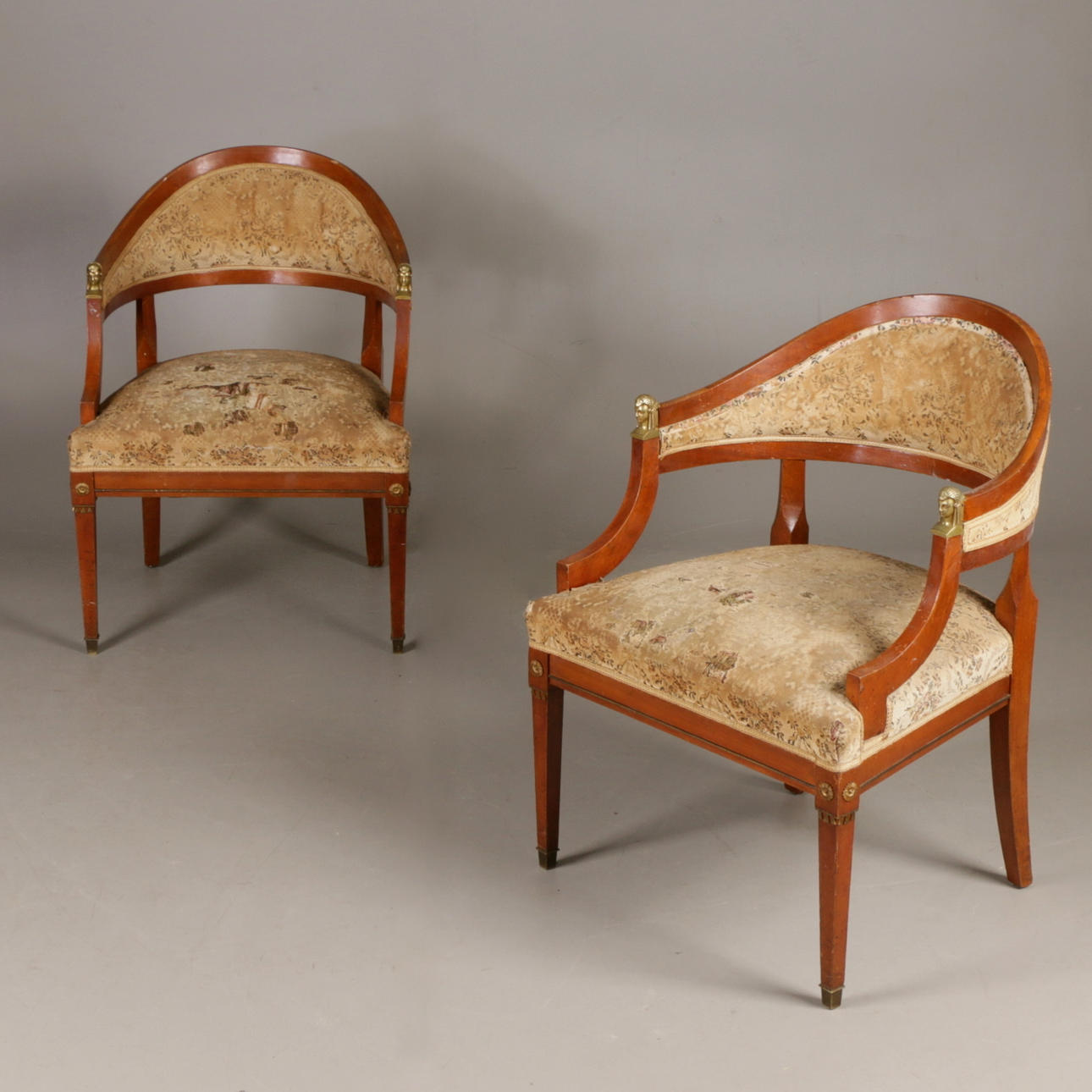 LÆNESTOLE, et par, empirestil, 18/1900-tallet.