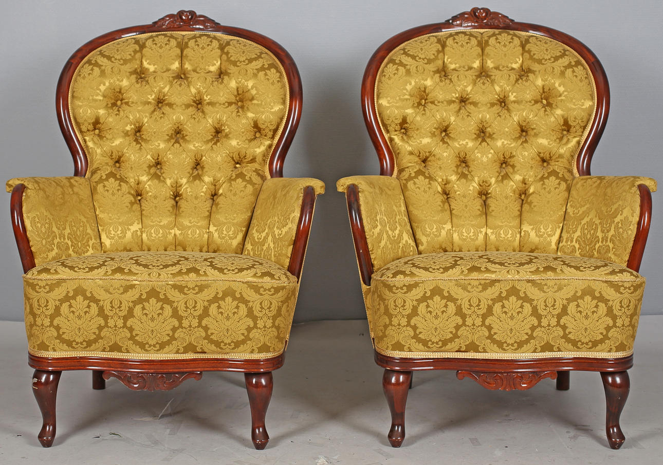 FÅTÖLJER, ett par, rokoko stil, 1900-talets mitt.