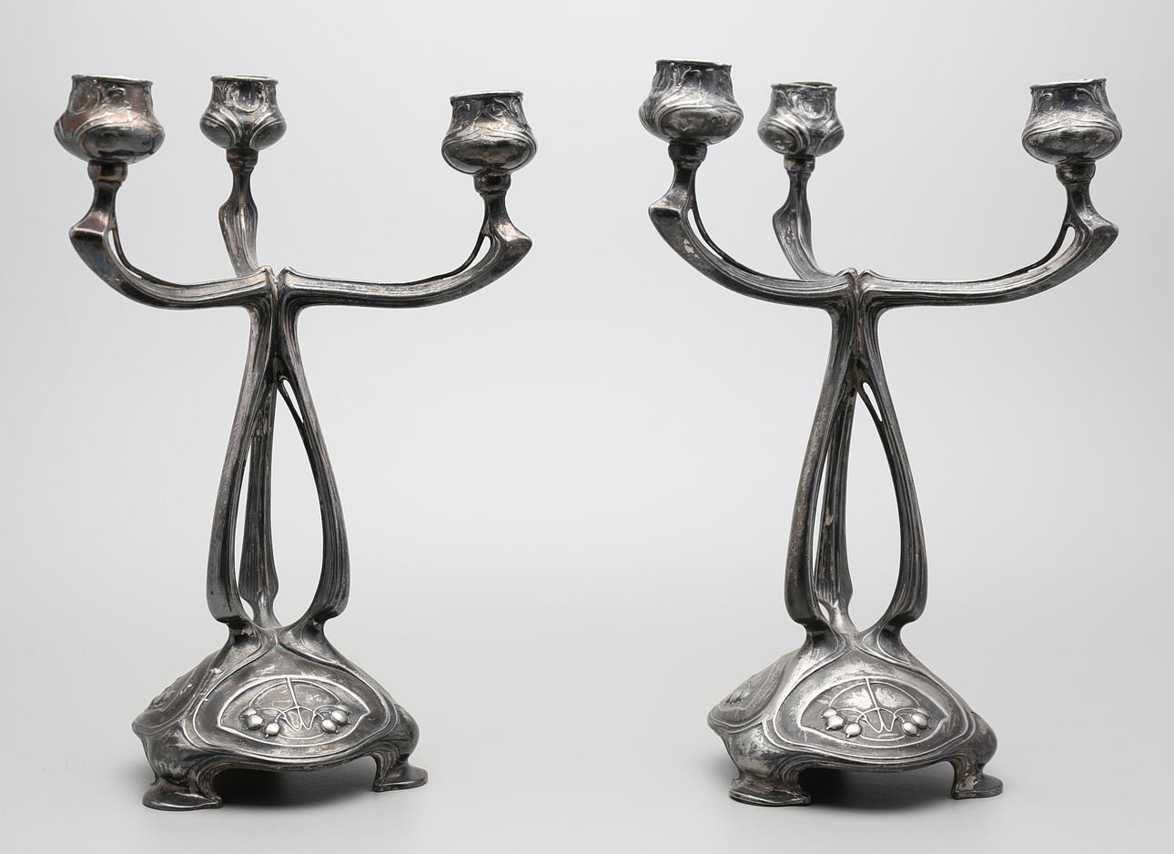 KANDELABRAR, ett par, jugend, Tyskland, 1900-talets första kvartal.