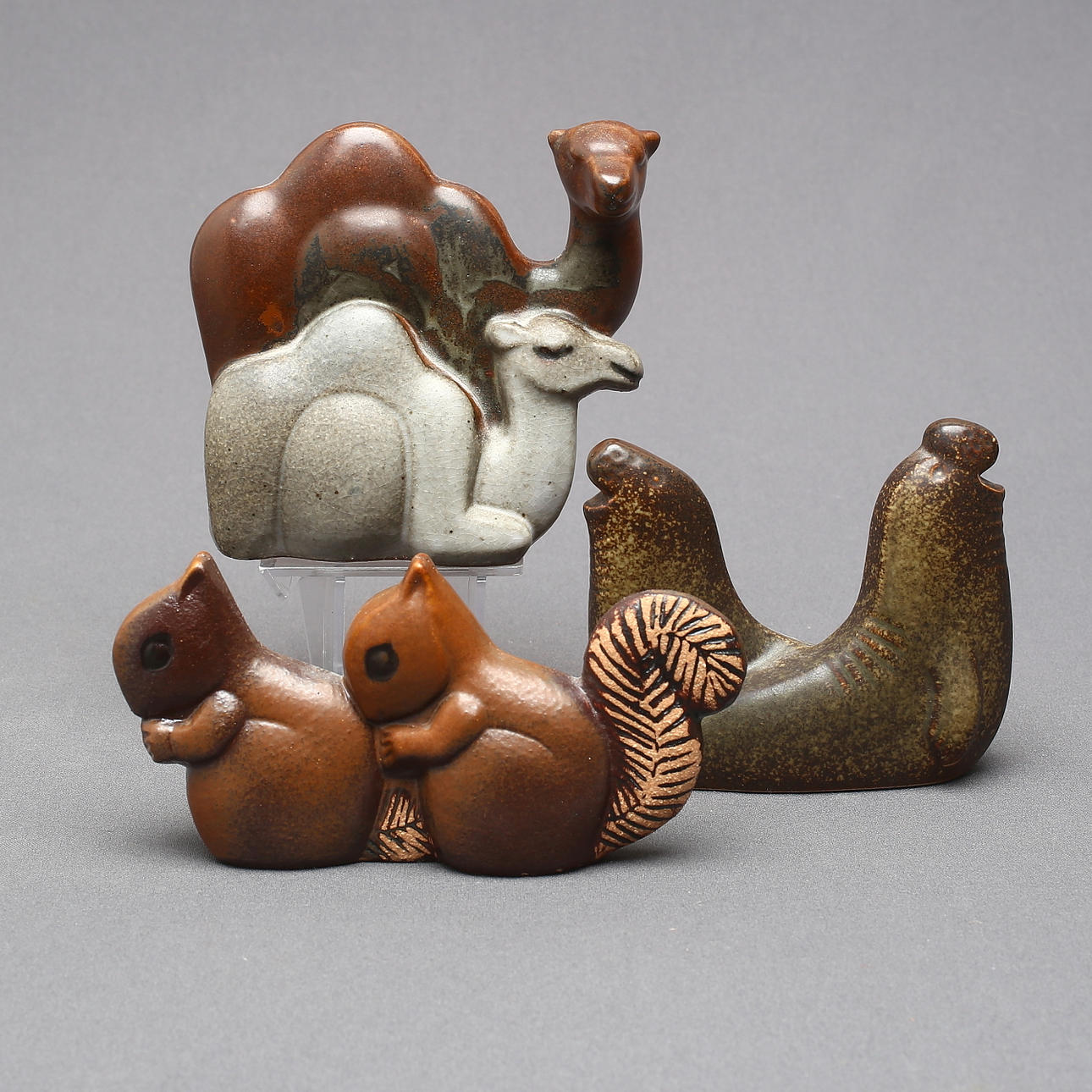 LISA LARSON. 3 figuras, gres, de la serie "Noak's Ark".