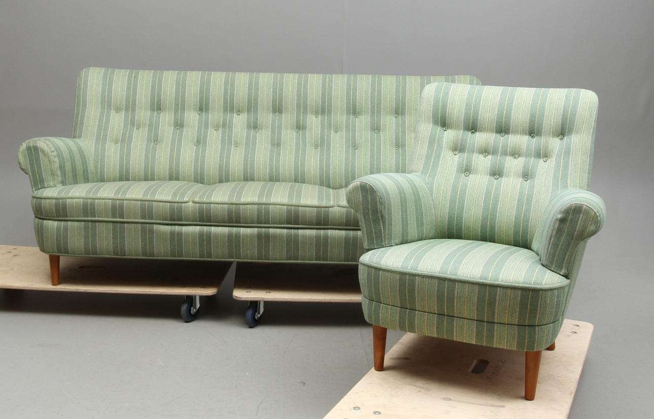 SOFFA, FÅTÖLJ, "Hemmakväll", design Carl Malmsten.