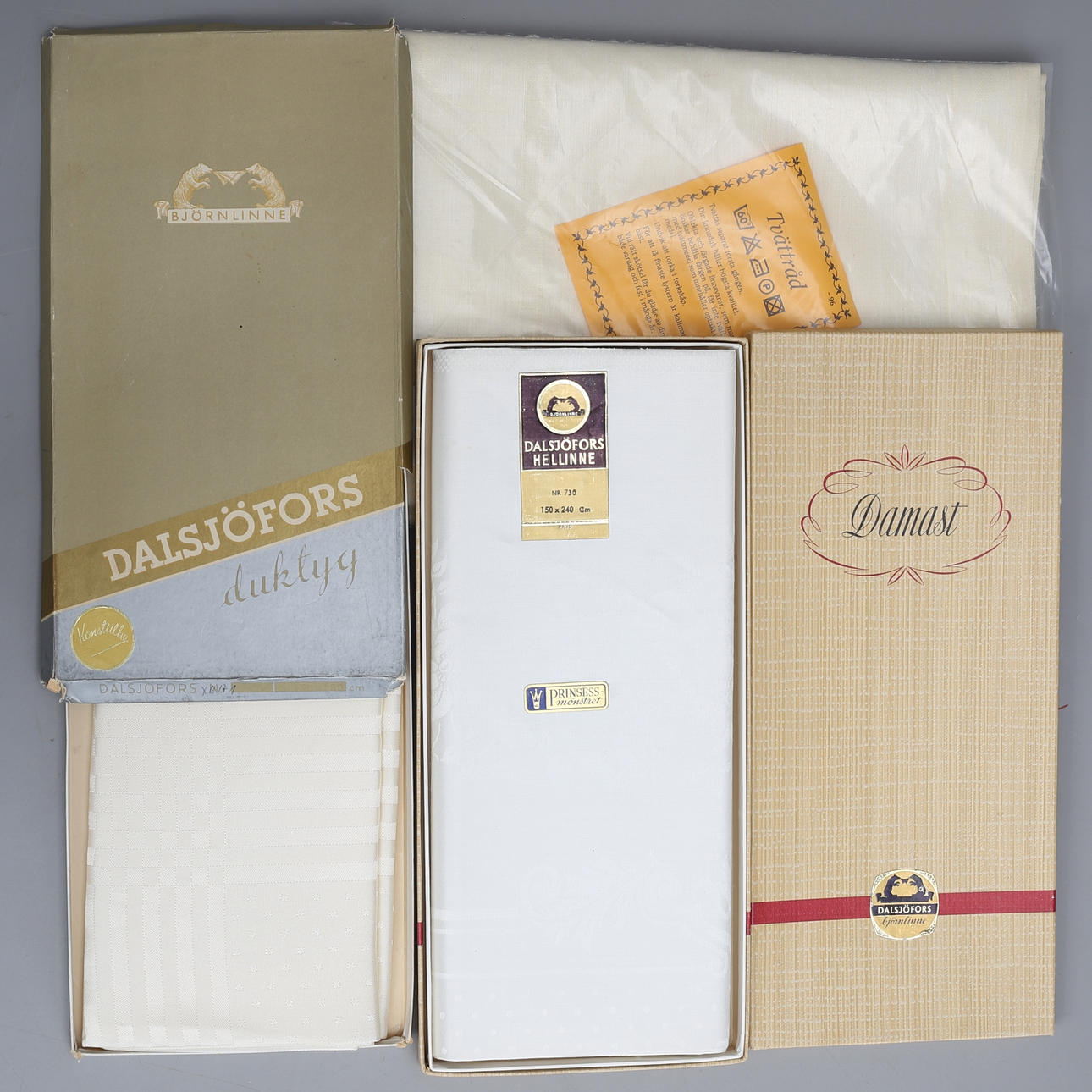 TABLECLOTHS, 4 pcs, hellinne, artificial silk, Dalsjöfors.
