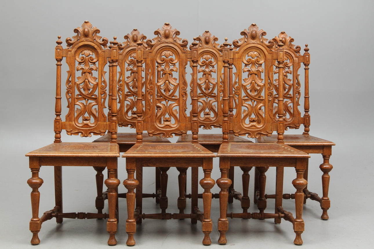 STOLAR, 6 st, nyrenässans, sent 1800-tal.