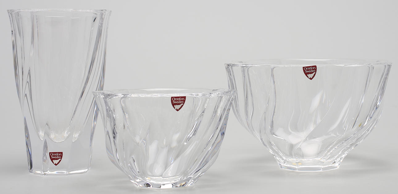 PARTI KRISTALLSKÅLAR (3). Orrefors.