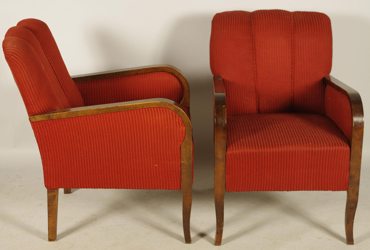 FÅTÖLJER, 1 par, björk, 1930/40-tal.