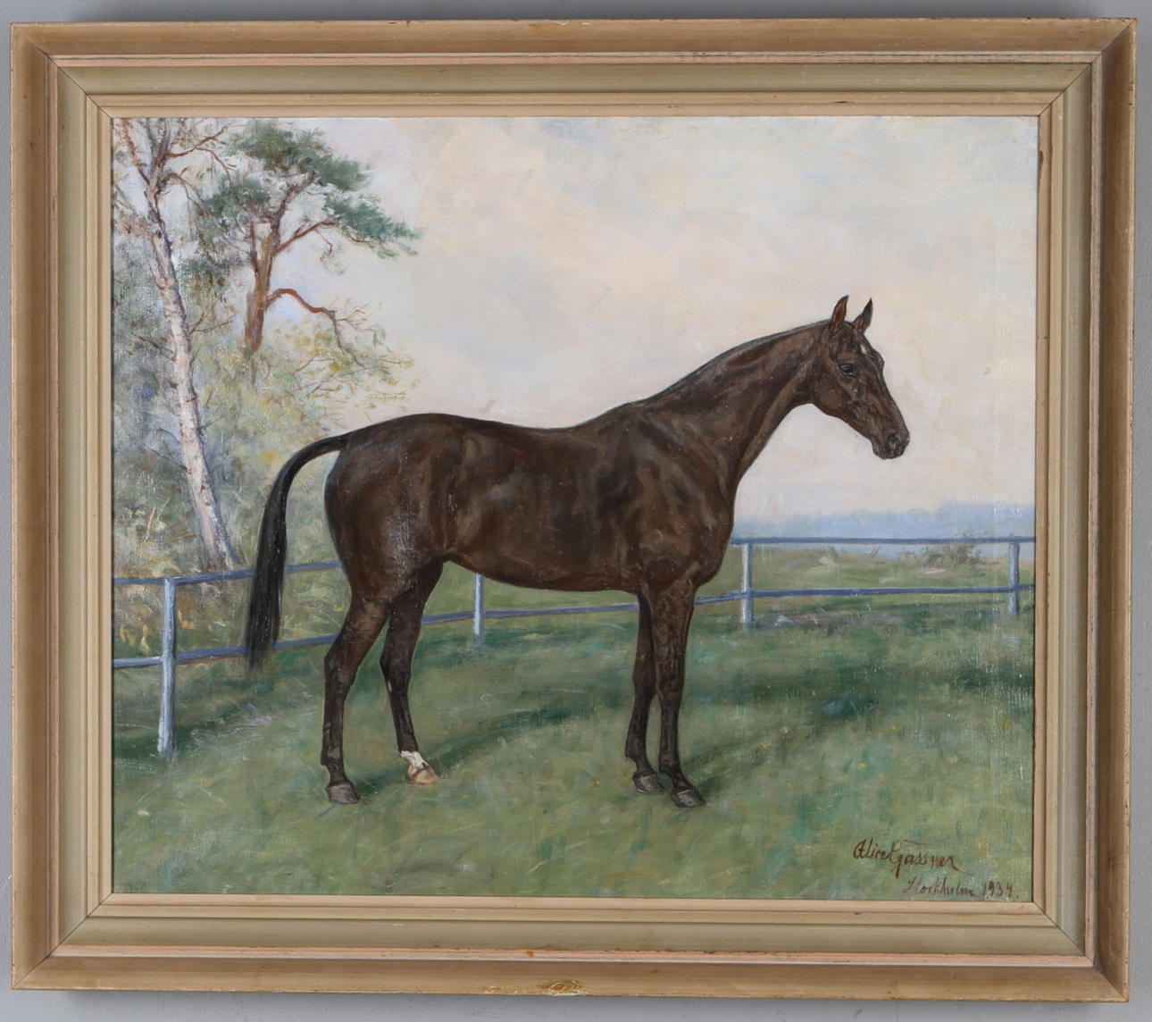 ALICE GASSNER. Hästporträtt, olja på duk, signerad och daterad 1934.