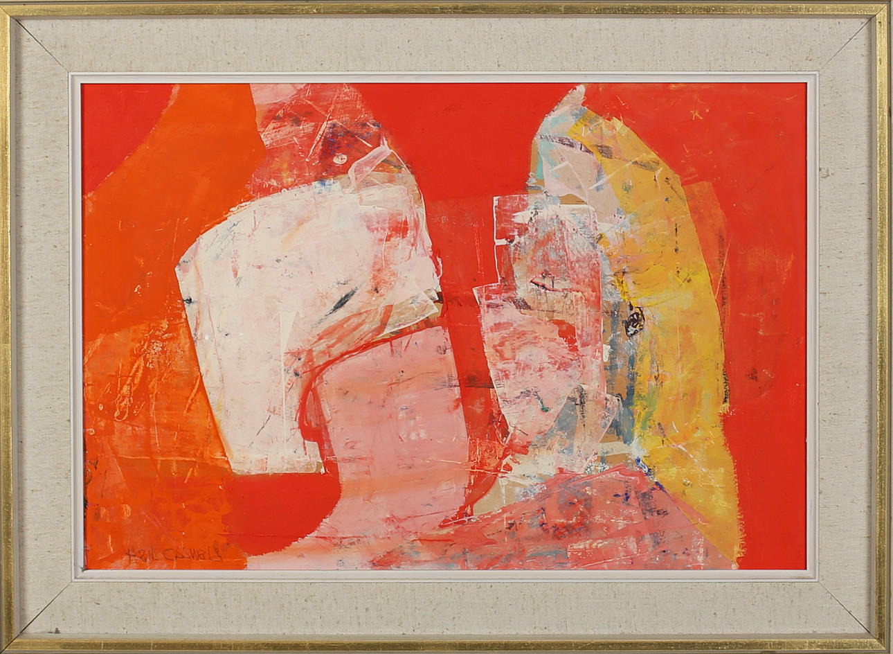 HANS OSVALD. Komposition. Blandteknik. Signerad.