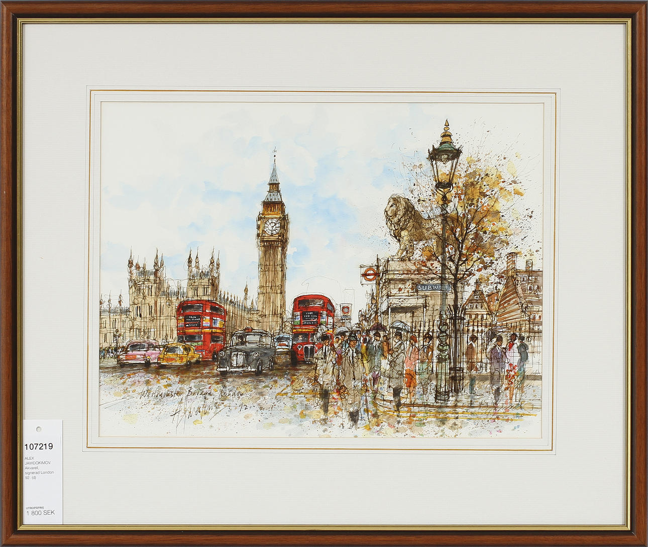 ALEX JAWDOKIMOV. Akvarell, signerad London 92.