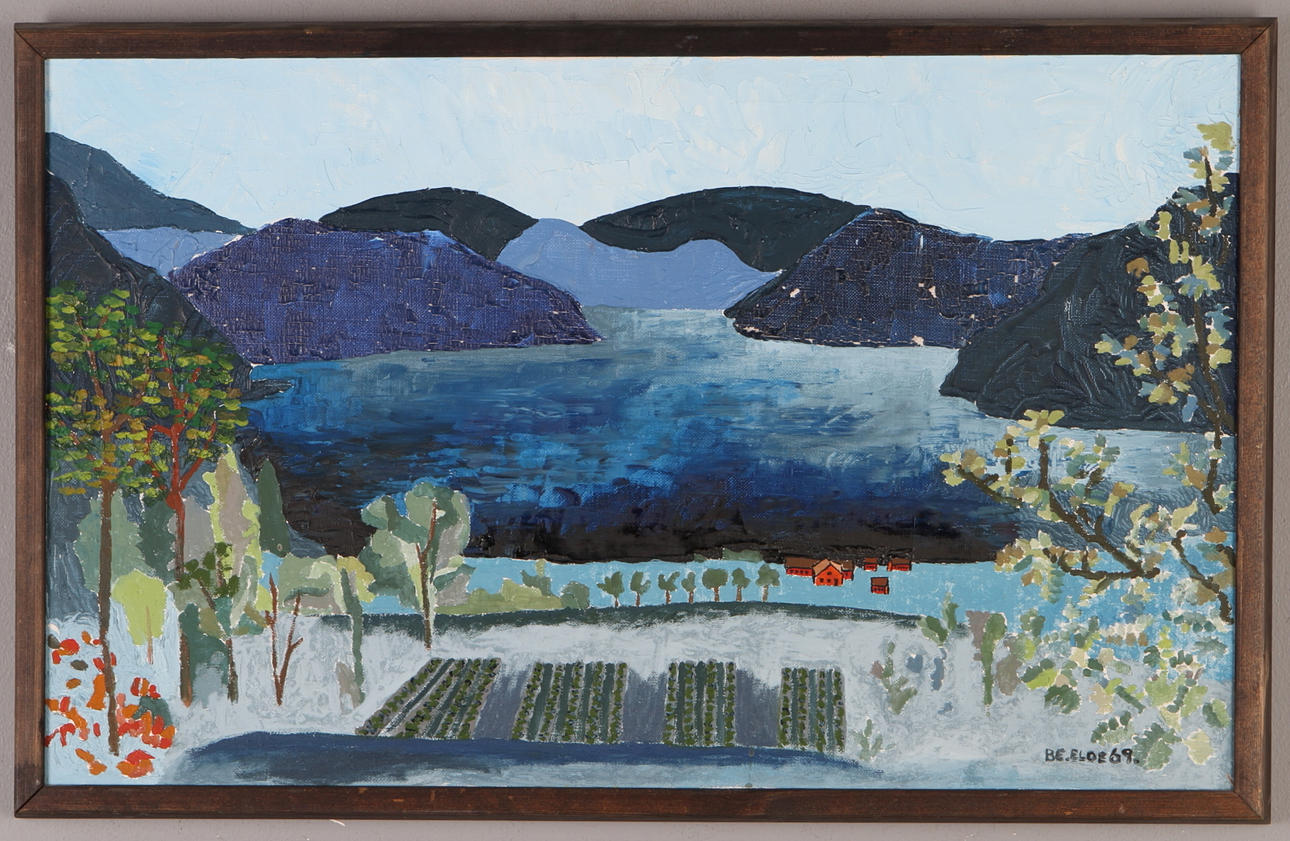 BENGT ELDE. Fjord, blandteknik på duk, signerad, daterad -69.