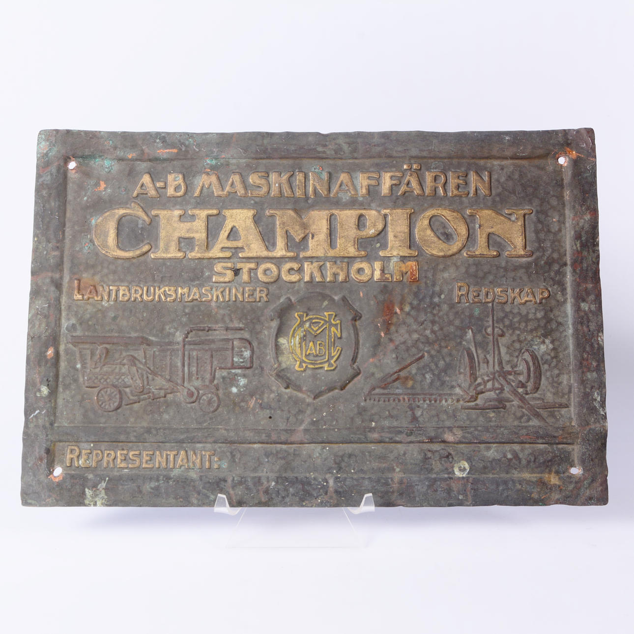 SKYLT, koppar, 1900-tal.