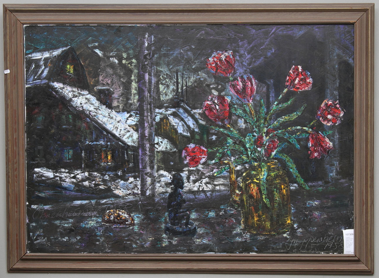 JOHNNY OPPENHEIMER. Stilleben med blommor i fönster. Olja på duk. Signerad och daterad 1958.