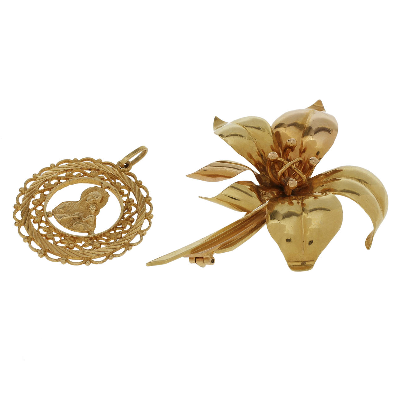 BROSCH OCH HÄNGE, 18k guld, ca 10,6 gram.