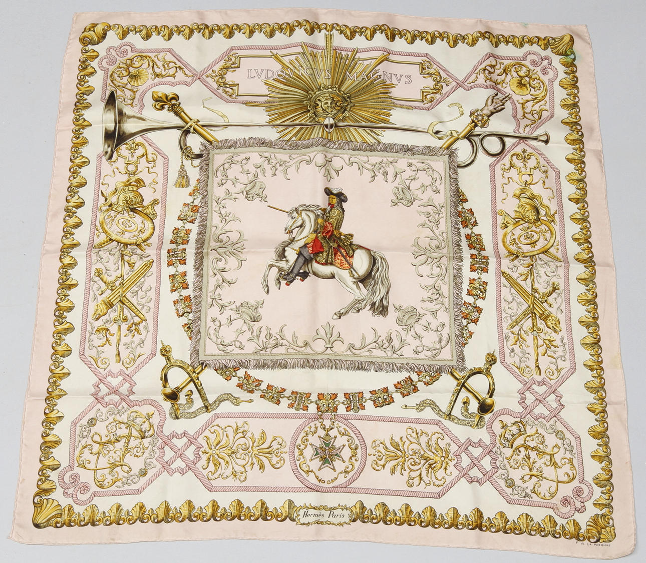 SCARF, siden. "Ludovicus Magnus" Design F de la Perriere, Hermès Paris.