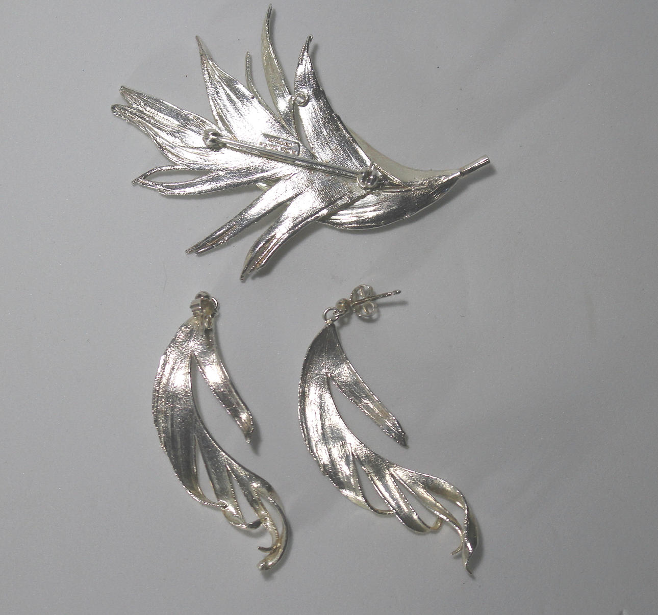 BROOCH, EARRINGS, silver, Flora Danica.