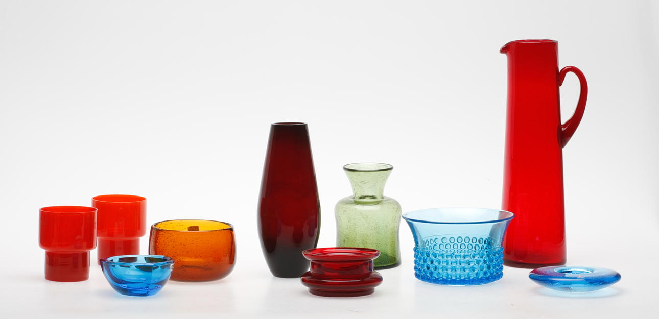 GLASFÖREMÅL, 10 delar, bl.a. Iittala, Reijmyre.