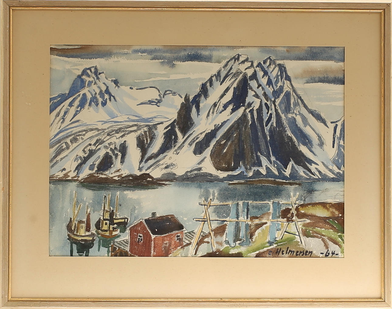 ODD HELMERSEN. Watercolor, signed -64.