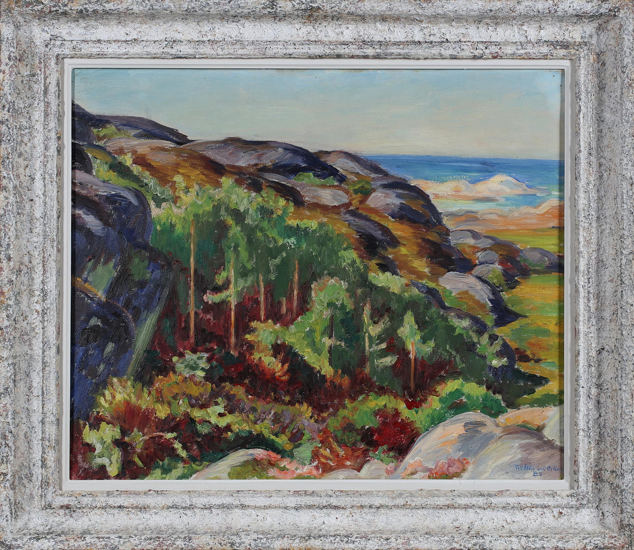 BIRGER SIMONSSON. "Dunge vid Koön", oil on canvas, monogram signed.