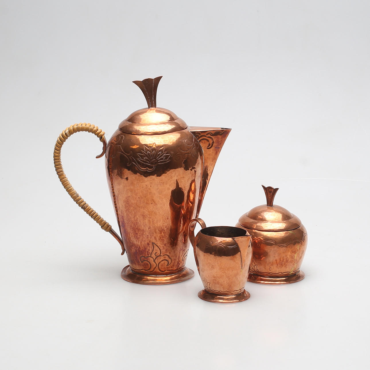 KAFFEESET, 3-teilig, Kupfer, Lars Holmström, Arvika.