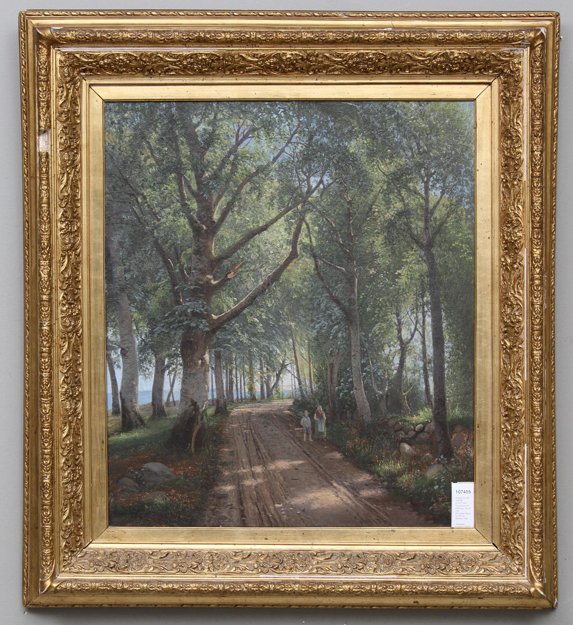 DANSK ELLER NORSK KONSTNÄR. Promenerande i bokskog. Olja på duk. Monogramsignerad CK och daterad 1886.