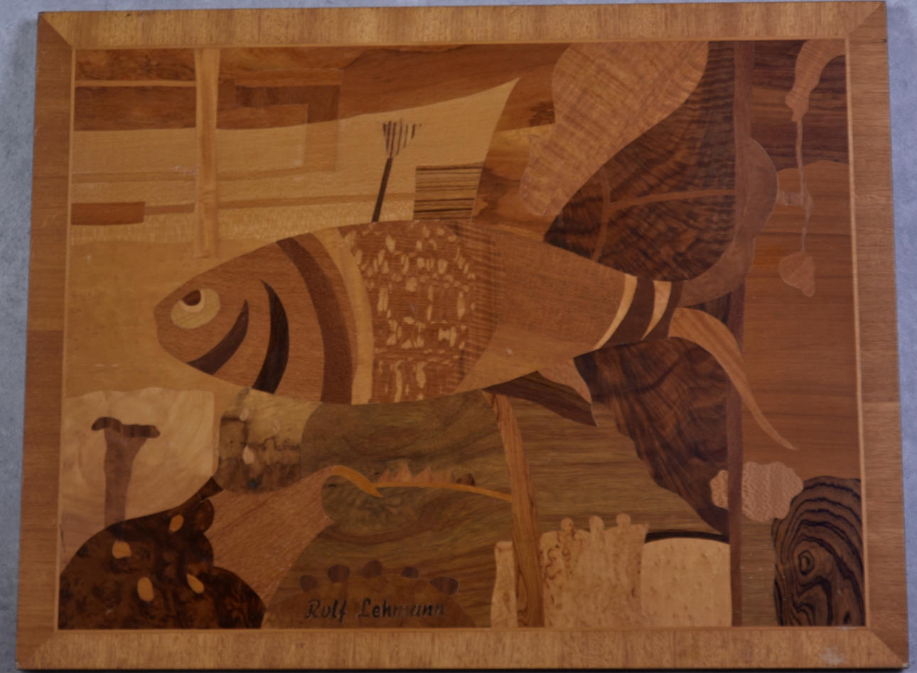 ROLF LEHMANN. konstverk, intarsia Bodafors.