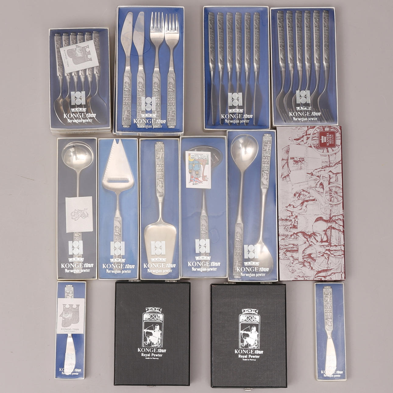 CUTLERY SET, 56 pieces, Konge-Tinn, Norway. Silver & Metals
