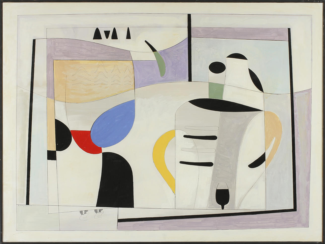 ALBERT JOHANSSON. Limfärg och olja på pannå. Signerad a verso och a tergo.