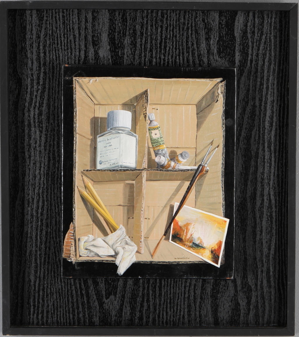 GUY SPORTELLINI. Komposition, olja på duk, signerad.