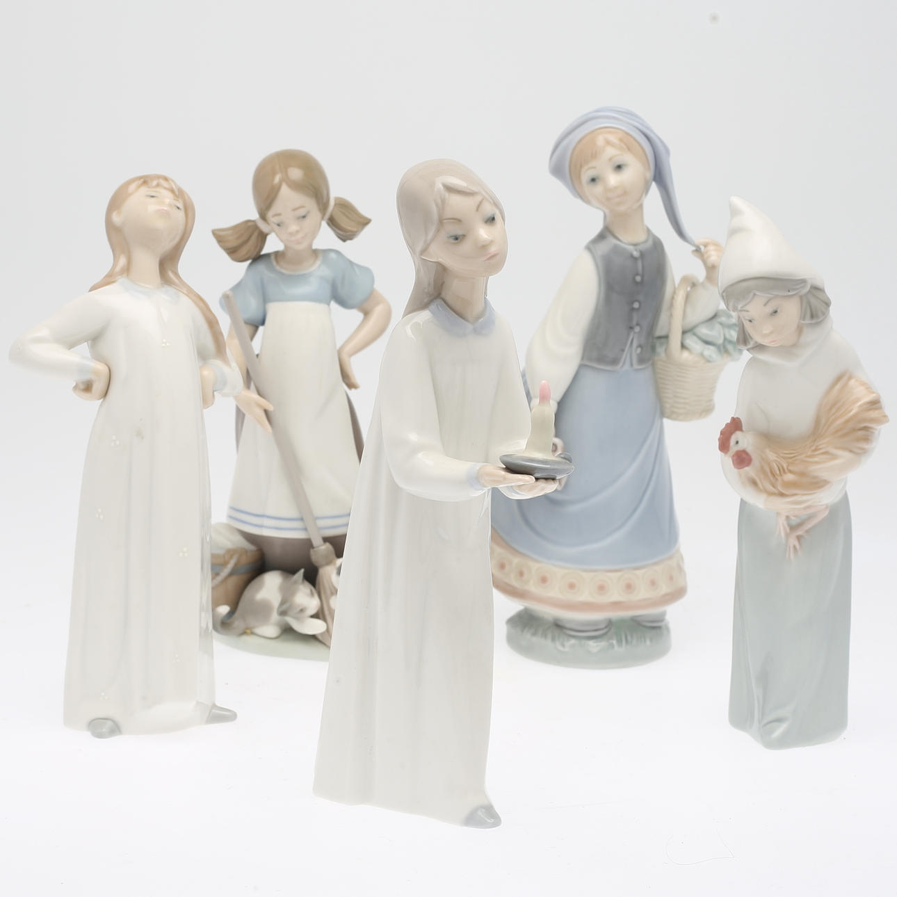 FIGURINER, 5 st, porslin, Lladro, Spanien.