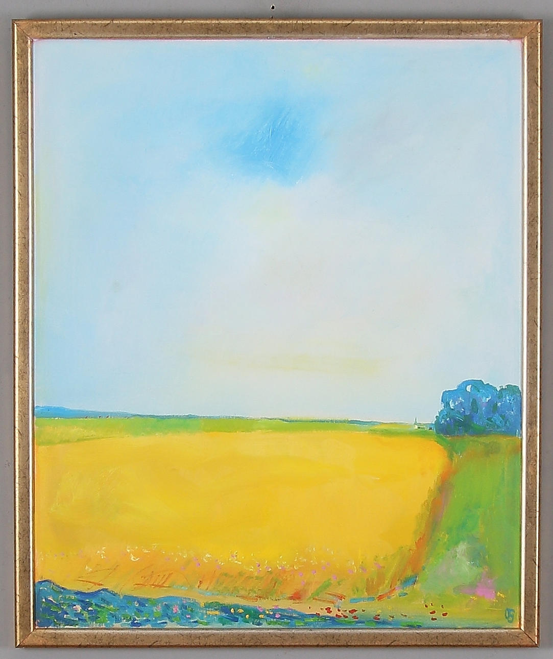 OLLE GUSTAFSSON. "Ripe harvest in Nora", oil on canvas lined on canvas, monogram signed.