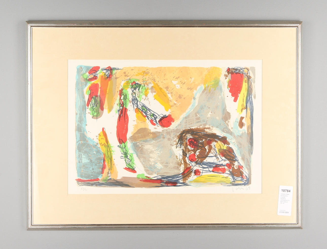 ASGER JORN. Komposition. Litografi. Signerad, numrerad 67/75 samt daterad -69.