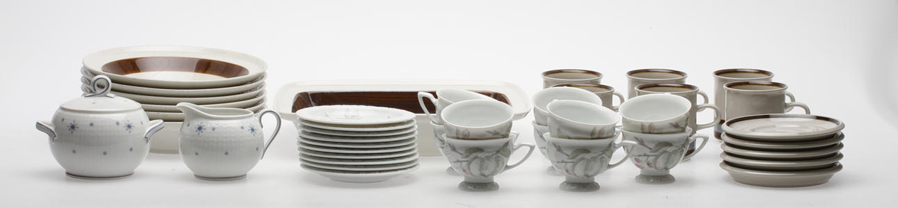 SERVISDELAR, keramik, Rörstrand, Rosenthal, Arabia.