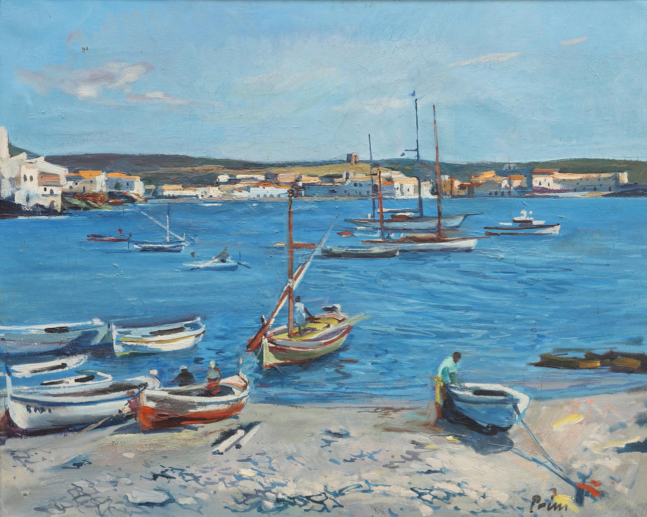 JOSEP MARIA PRIM. "Barques a la platja".