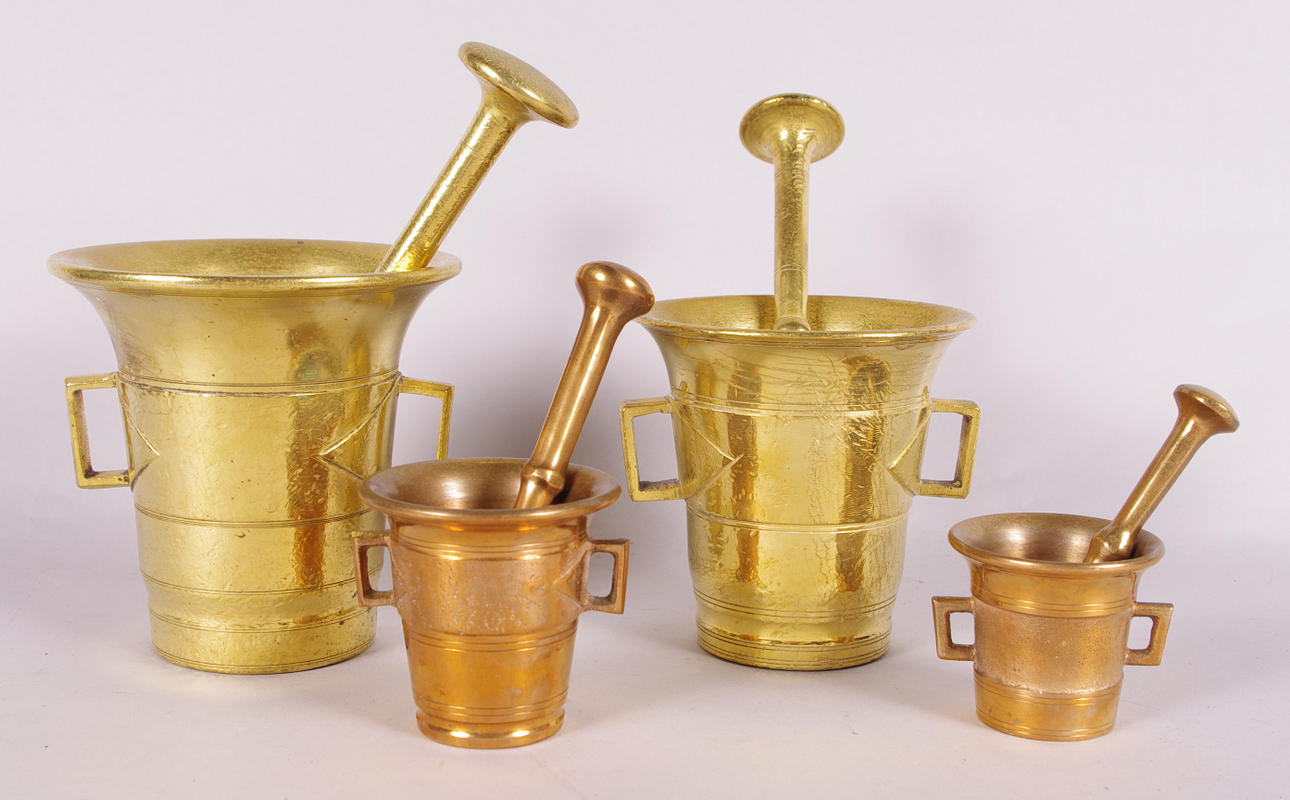 MORTLAR, mässing/malm, 4 stycken.