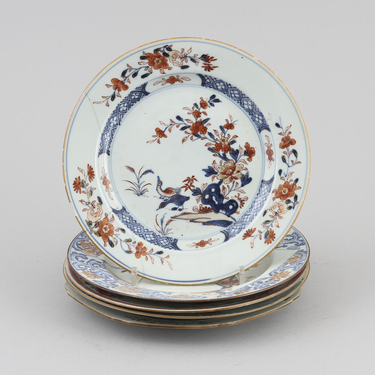TALLRIKAR, 5 delar, porslin, Kina, Qianlong, 1700-tal.