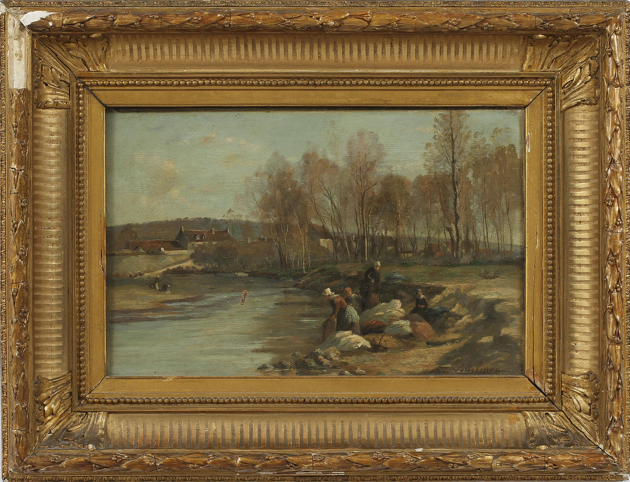 OKÄND KONSTNÄR. Olja på duk, bär signatur.