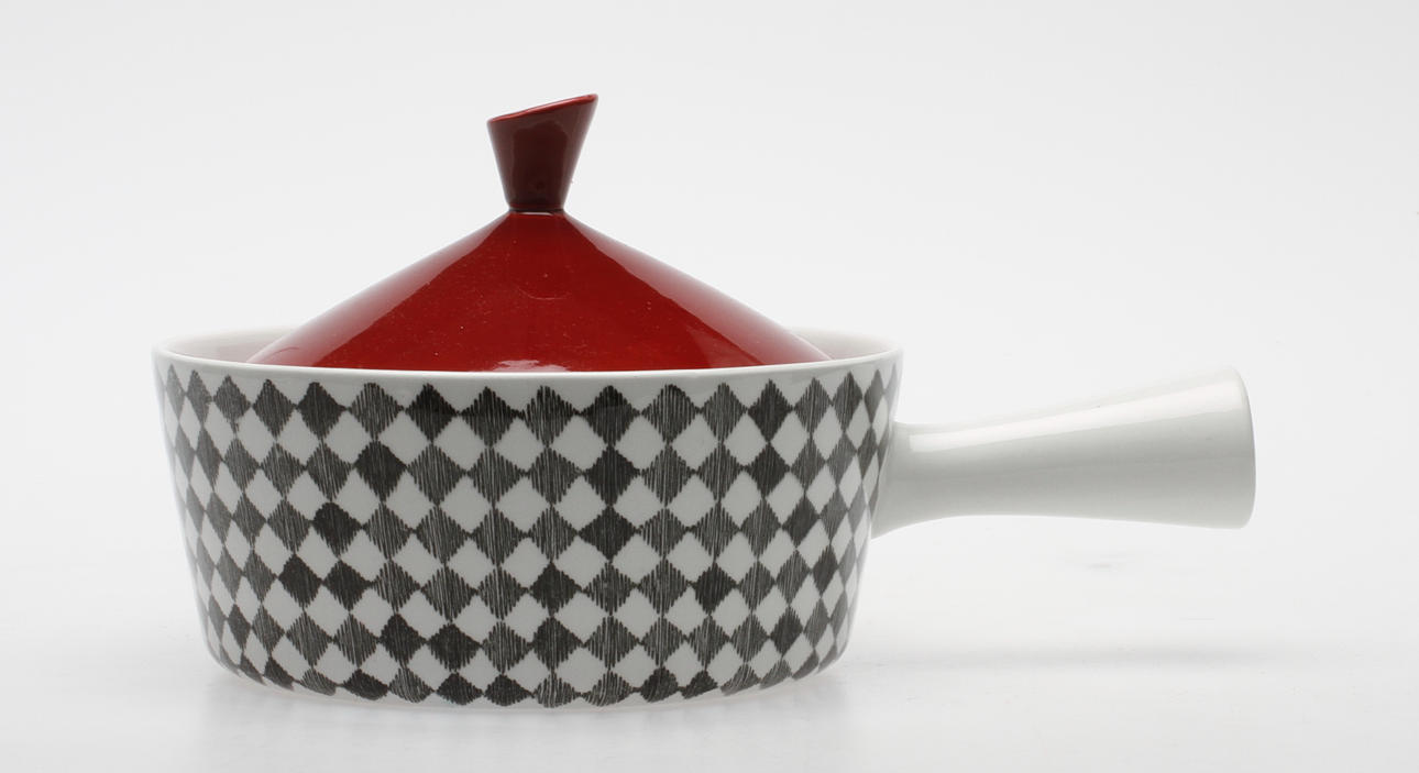 KASTRULL, porslin, "Red top" Marianne Westman, Rörstrand.