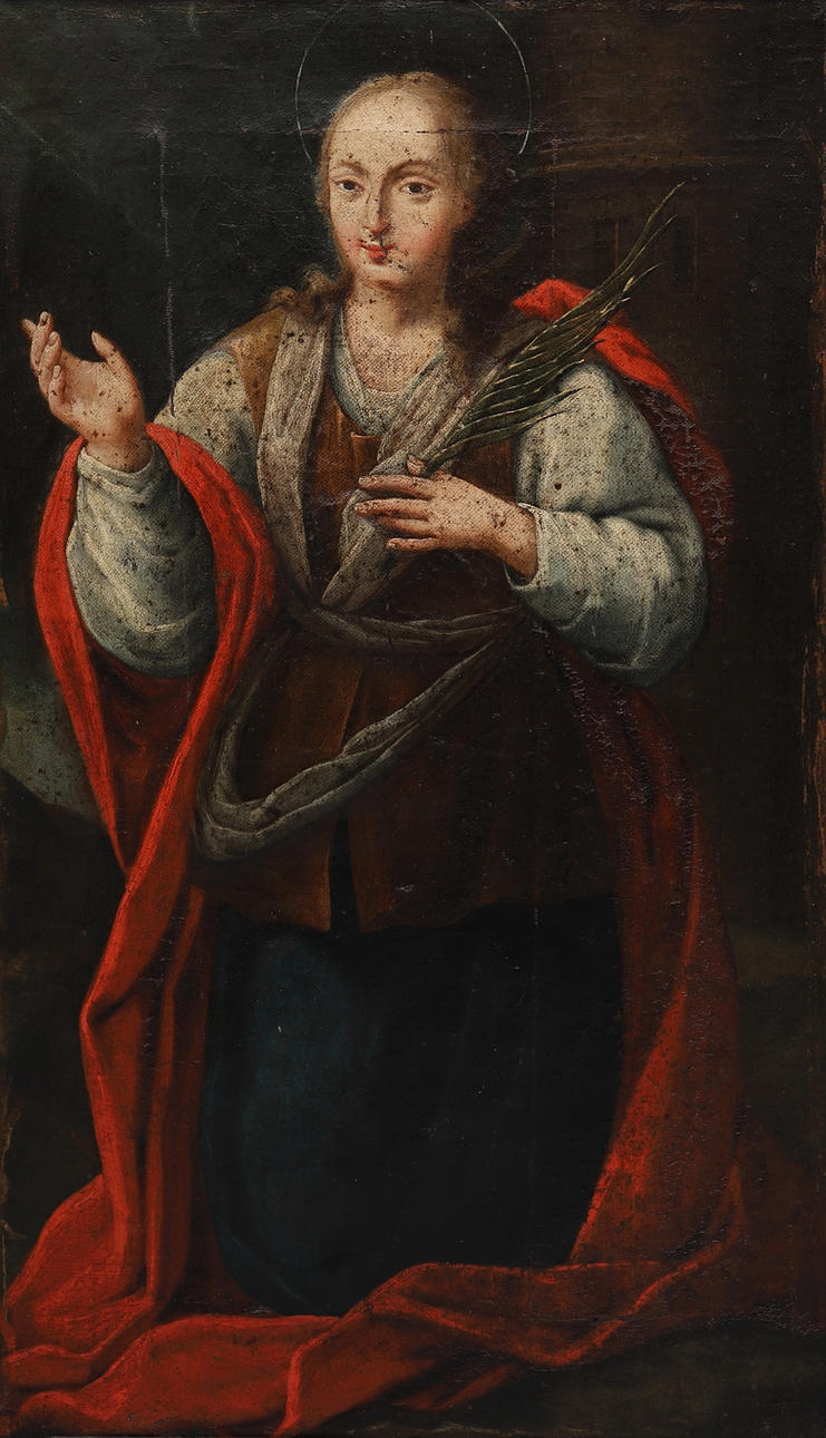 SPANISH SCHOOL, 18TH CENTURY. Pyhä Barbara.