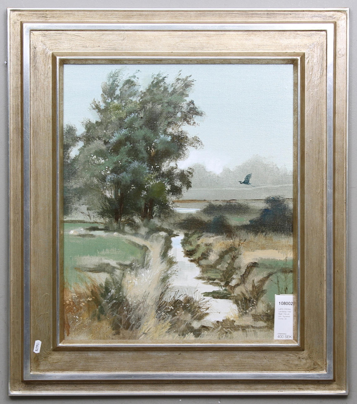 LARS CRONA. Landskap med fågel. Olja på duk. Signerad Crona.