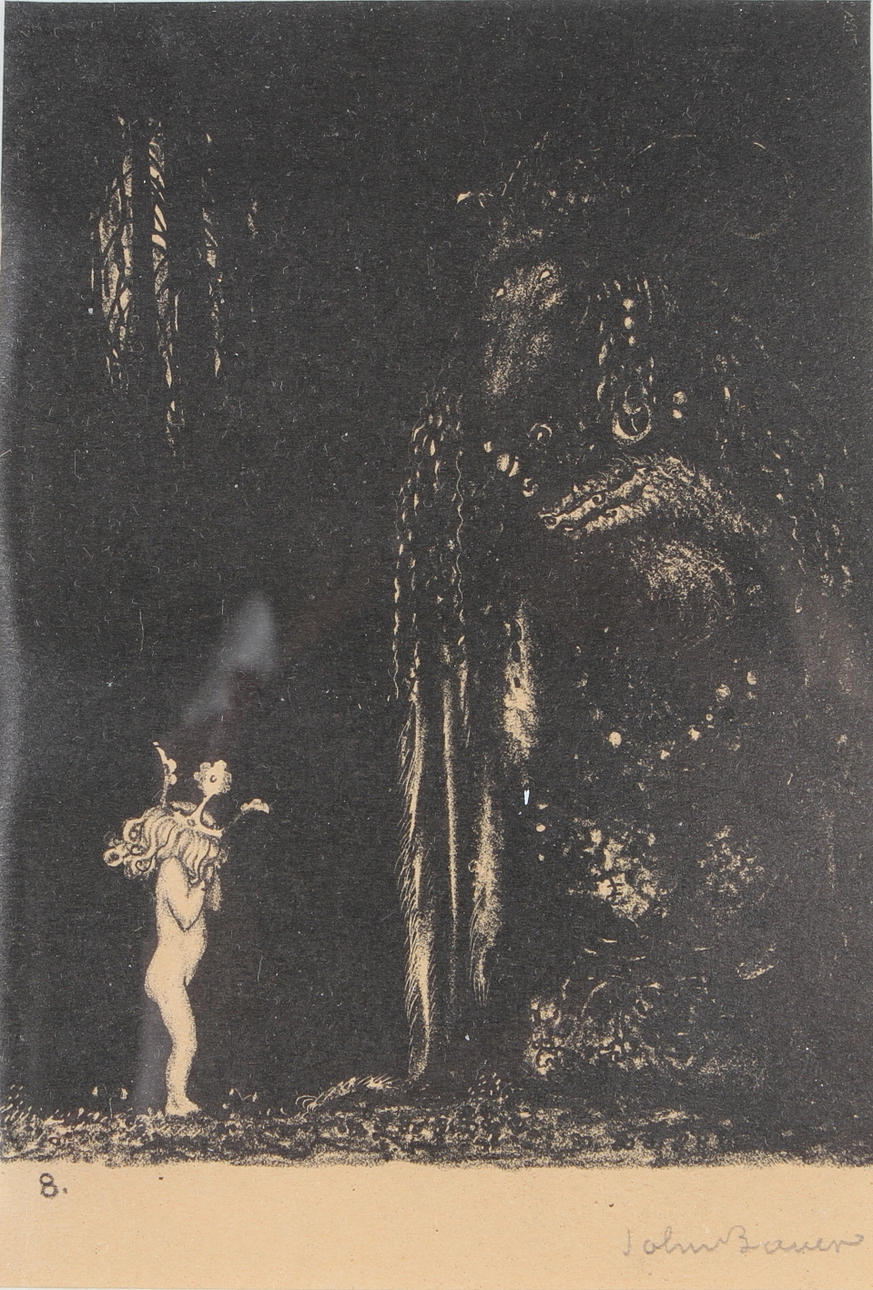 JOHN BAUER. Ur serien "Troll", litografi, signerad.