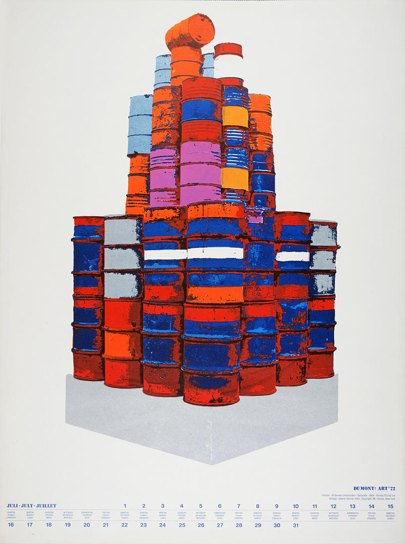 DUMONT:ART. CHRISTO. "56 Barrel Construction". Silketryk 1969.