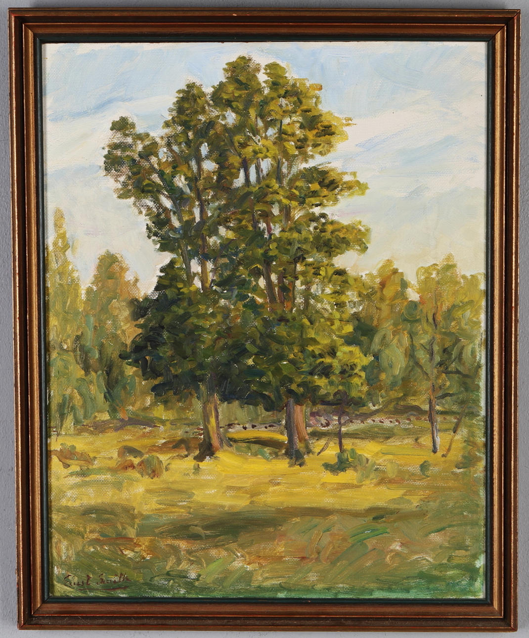 ERNST SMITH. "Ekar, Tärnö", olja på pannå¨, signerad.