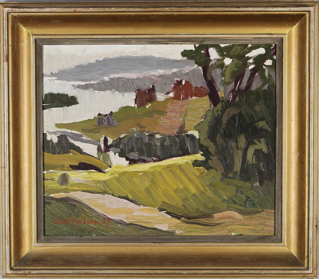 ERIK KYLBERG. Landskapsmotiv, olja på pannå, signerad och daterad -39.