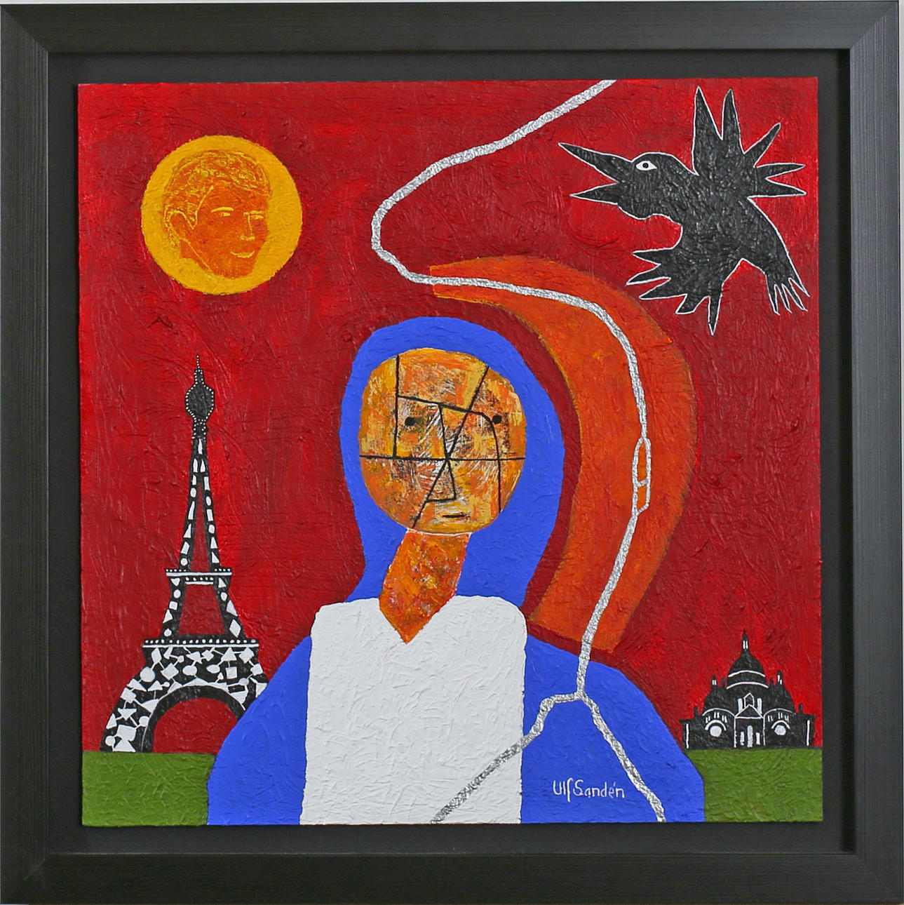 ULF SANDÉN. Akryl och gouache på pappskiva, signerad.