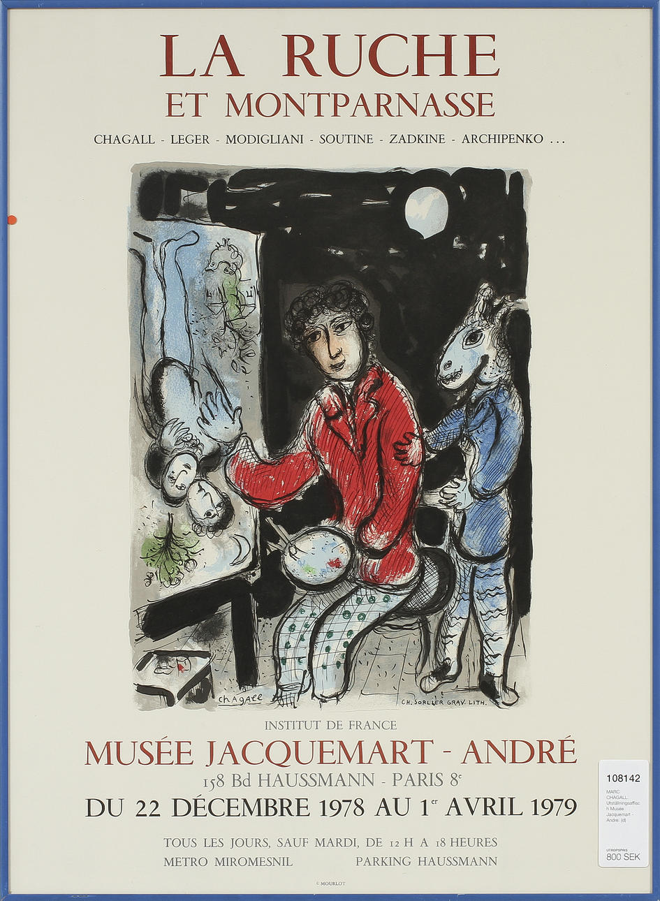MARC CHAGALL. Utställningsaffisch Musée Jacquemart - Andre.